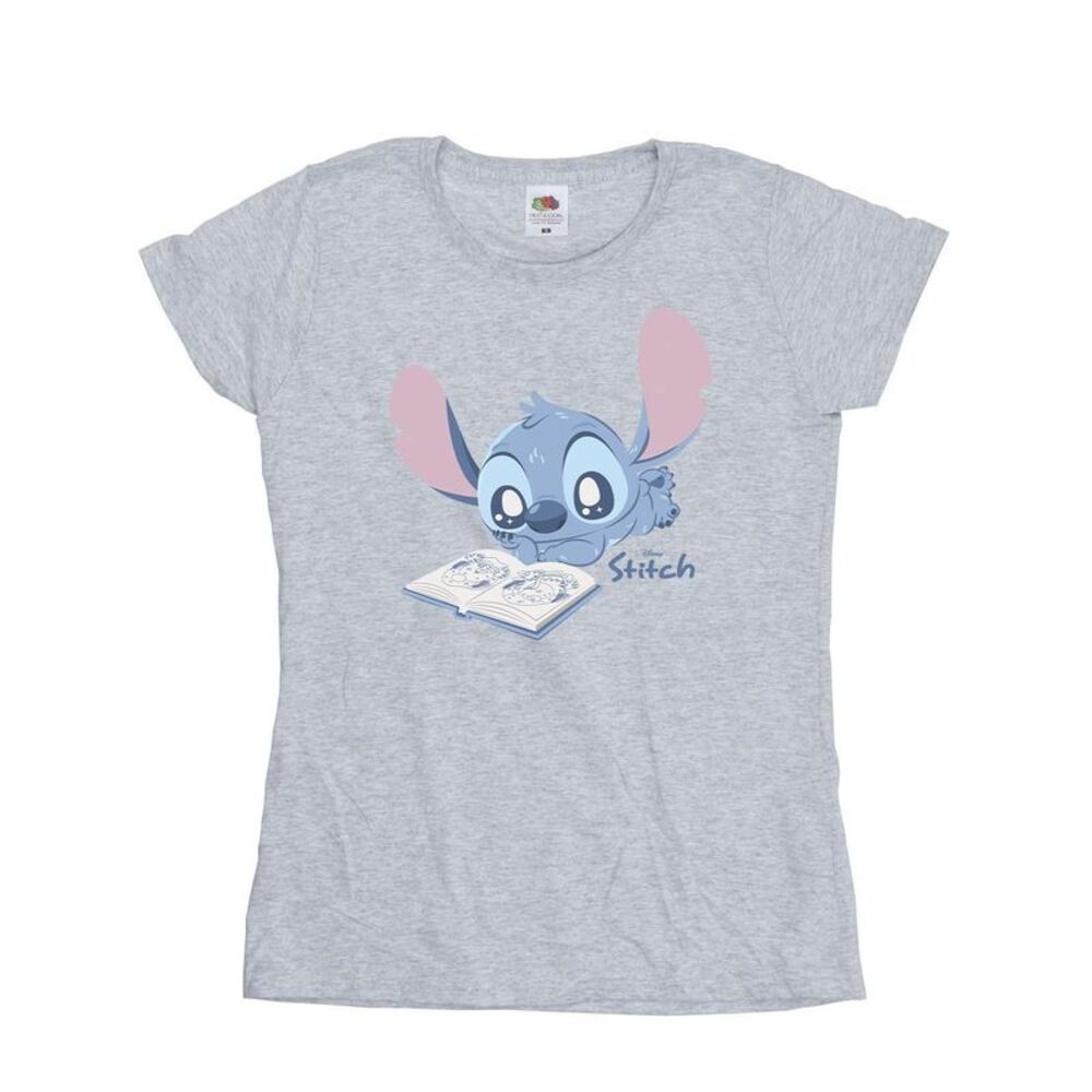 Lilo & Stitch Womens/Ladies Reading Lying Down T-Shirt / Sport Grey